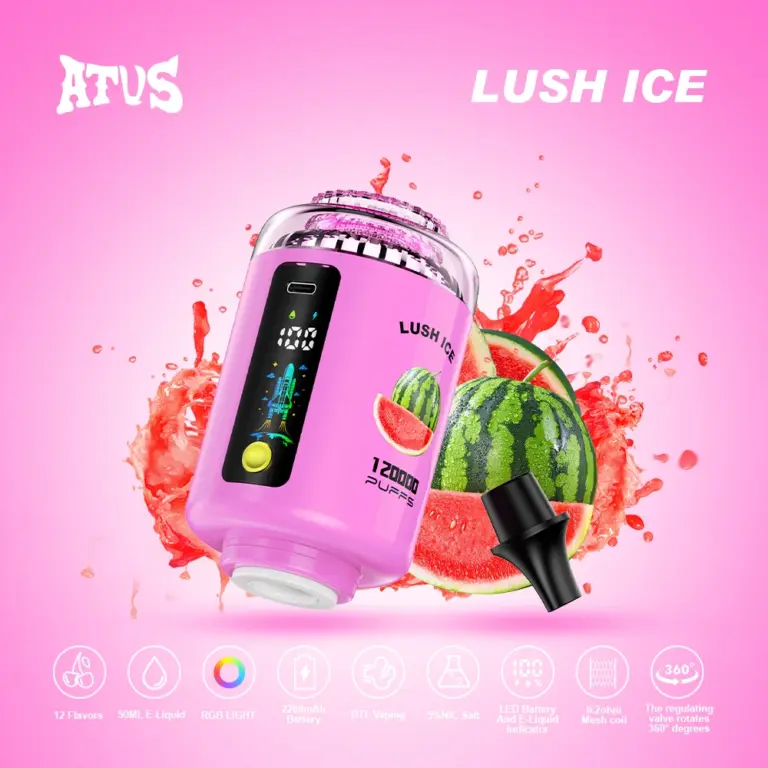 ATVS 120000 120K Puffs Hookah Head LED Display DTL Disposable Vape